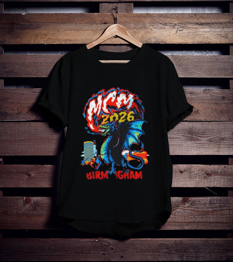 MCM 2026 Birmingham Dragon Fire Skyline Bull Event Souvenir T-Shirt