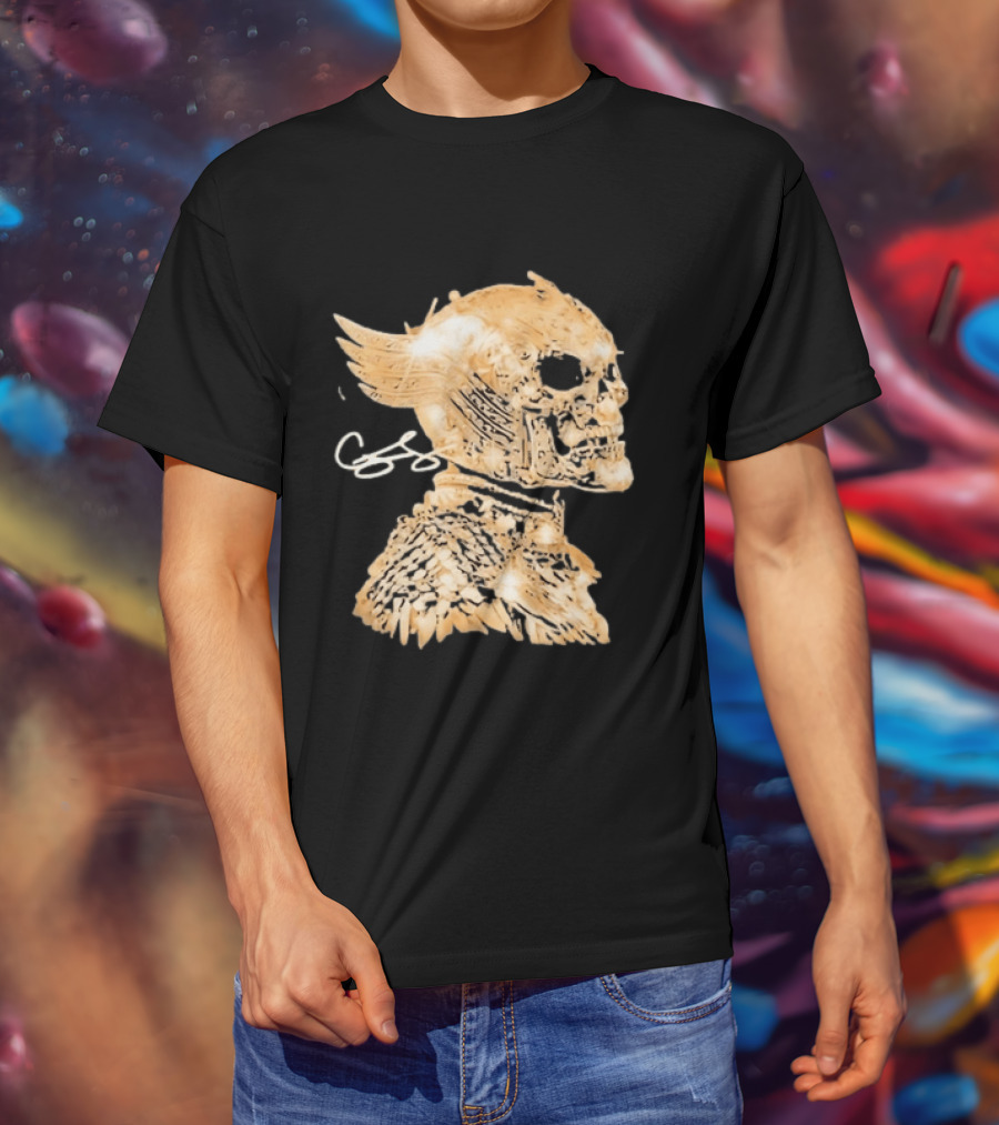 Chris Brown Gold Skull Breezy Wings And Feathers T-Shirt
