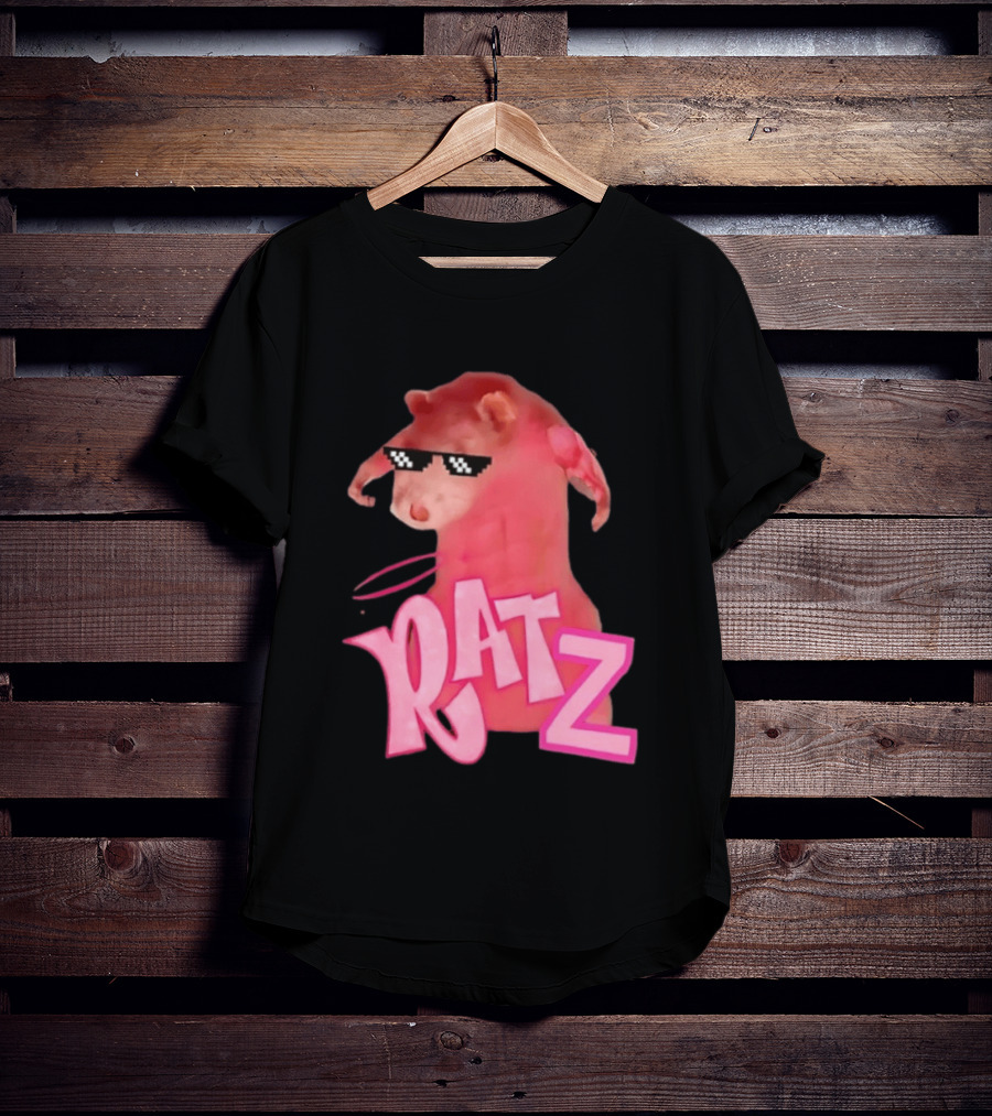 RATZ Muscular Pink Toned Rat Pixel Thug Life Sunglasses Bratz Doll T-Shirt