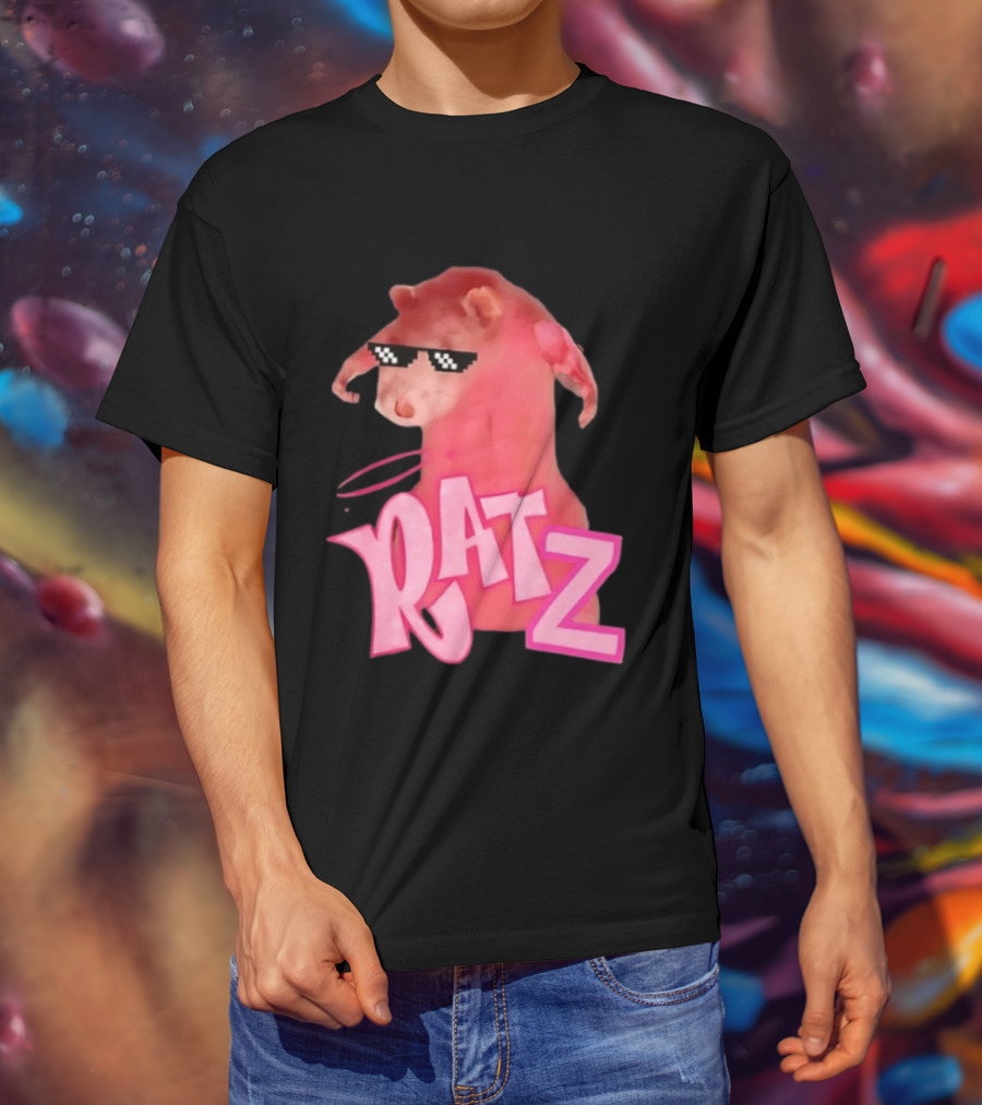 RATZ Muscular Pink Toned Rat Pixel Thug Life Sunglasses Bratz Doll T-Shirt