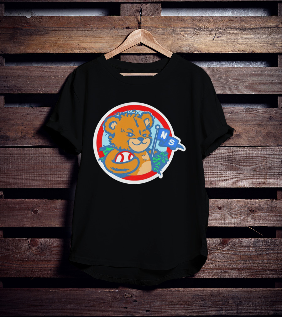 Teddy Bear Holding Baseball NS Pennant Circle T-Shirt
