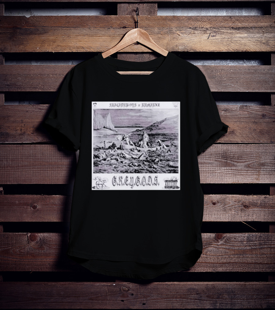 SUPREMEBOYZ X RAMIREZ G.R.E.Y G.O.D.S Album Cover Art PARENTAL ADVISORY Explicit Content T-Shirt