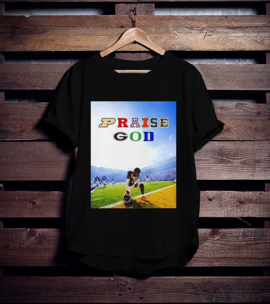 Texas AM Football Player No 7 Praise God Stadium Scene T-Shirt