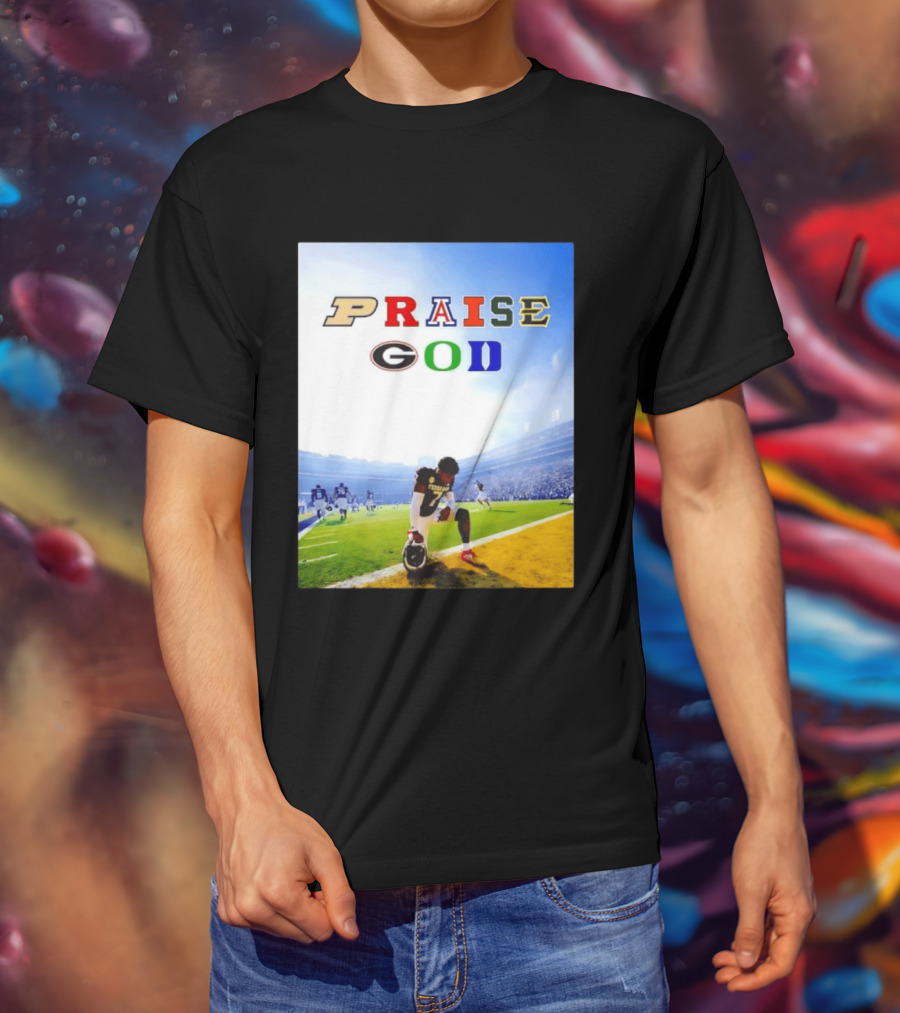 Texas AM Football Player No 7 Praise God Stadium Scene T-Shirt