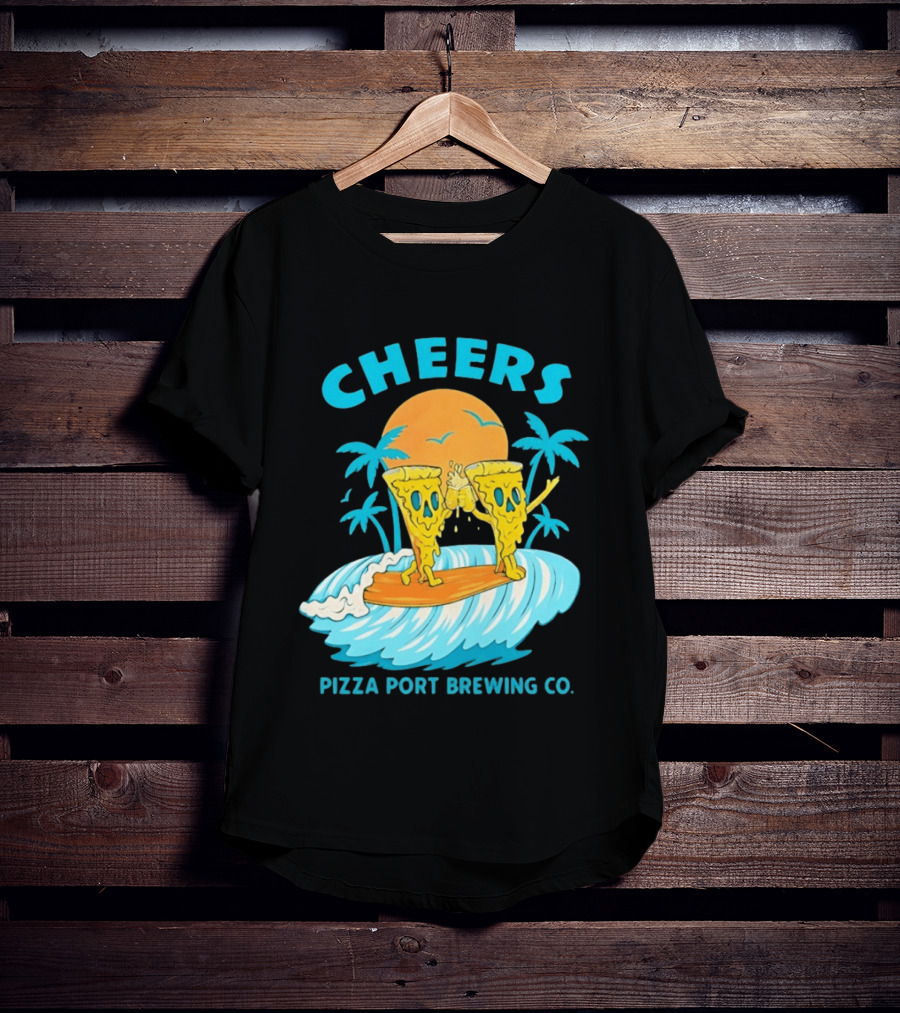 Pizza Port Brewing Co Cheers Surfing Pizza Wave T-Shirt