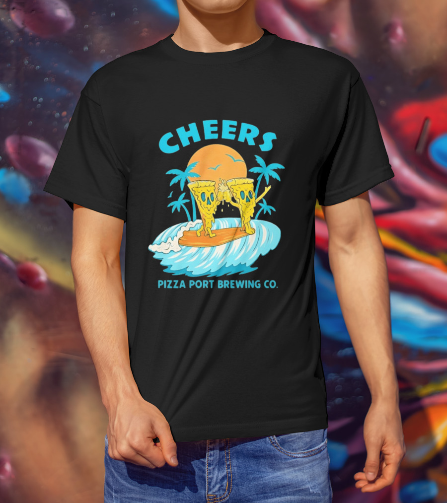 Pizza Port Brewing Co Cheers Surfing Pizza Wave T-Shirt