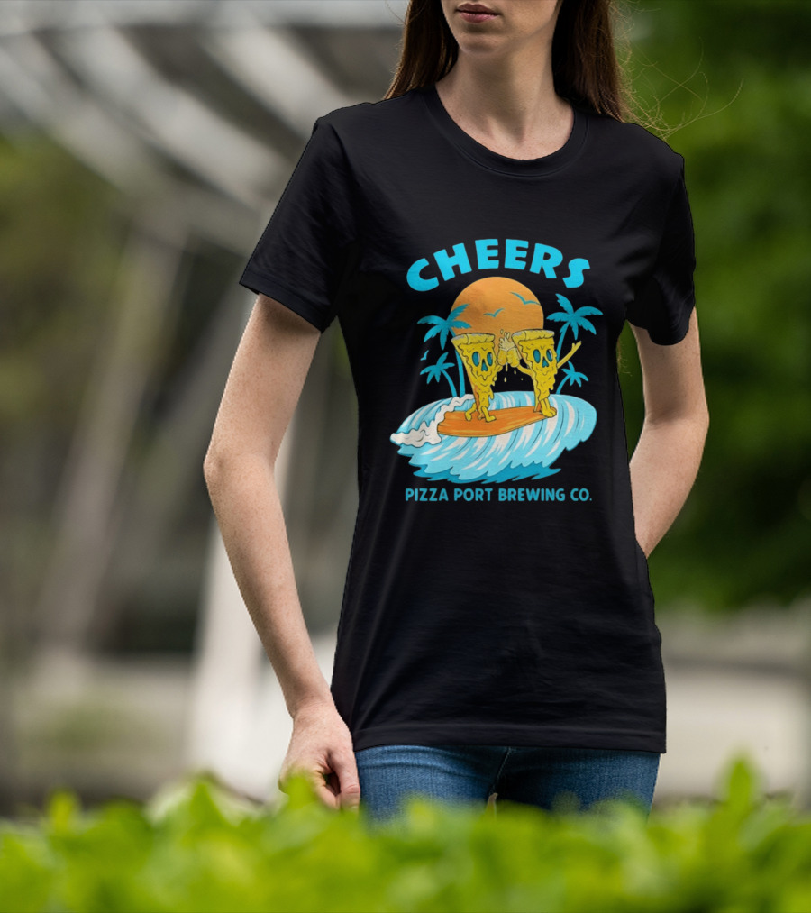 Pizza Port Brewing Co Cheers Surfing Pizza Wave T-Shirt