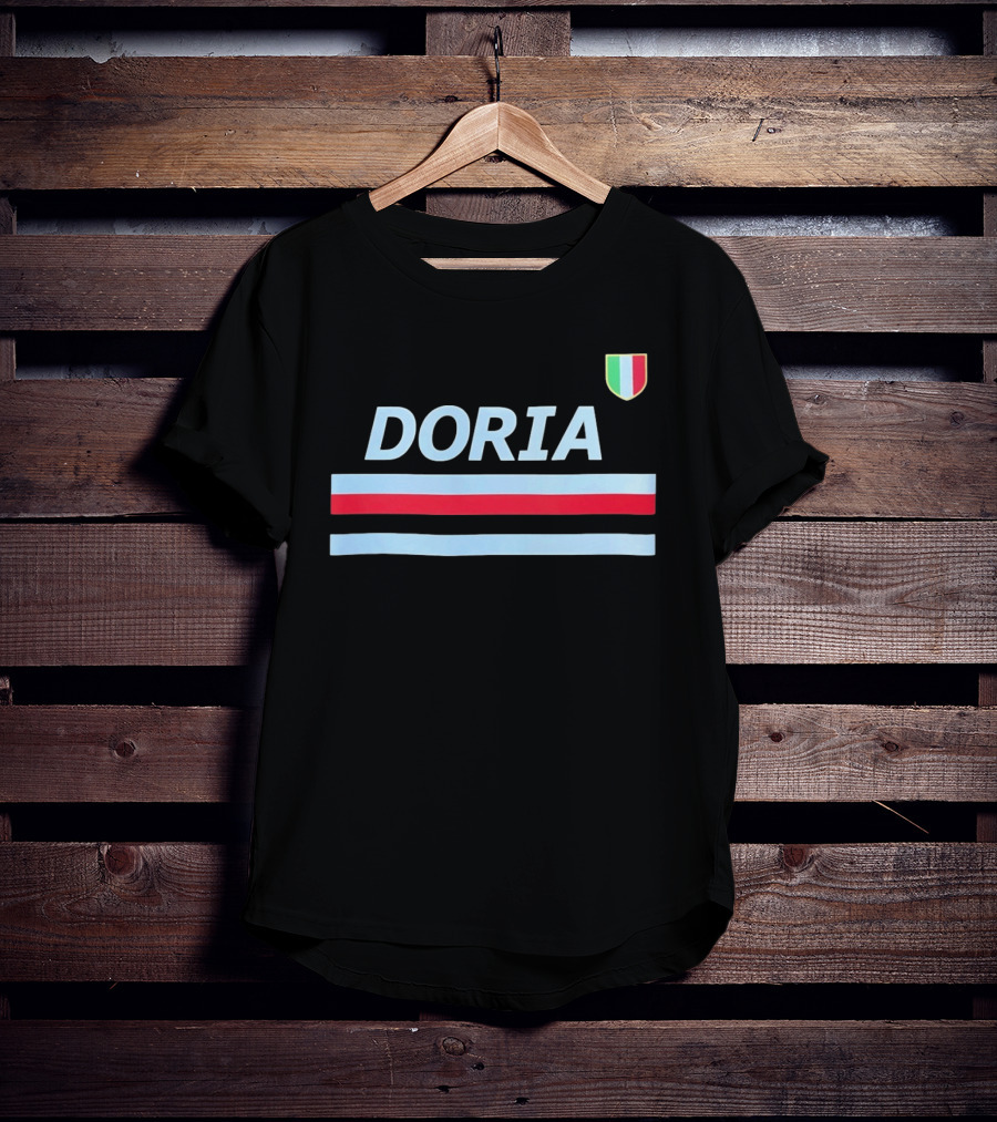 Doria Sampdoria Italian Football Blue Red Stripe Shield T-Shirt
