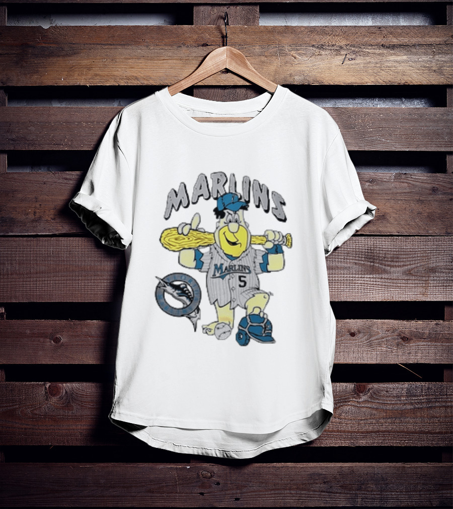 Barney Rubble Miami Marlins MLB Florida The Flintstones Baseball 5 T-Shirt