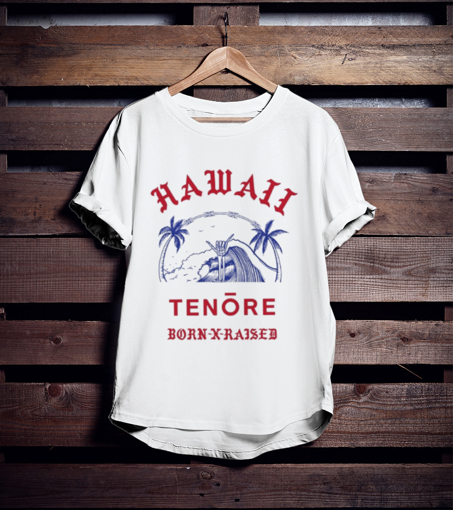 Hawaii Tenōre Born X Raised Wave And Palm Trees T-Shirt
