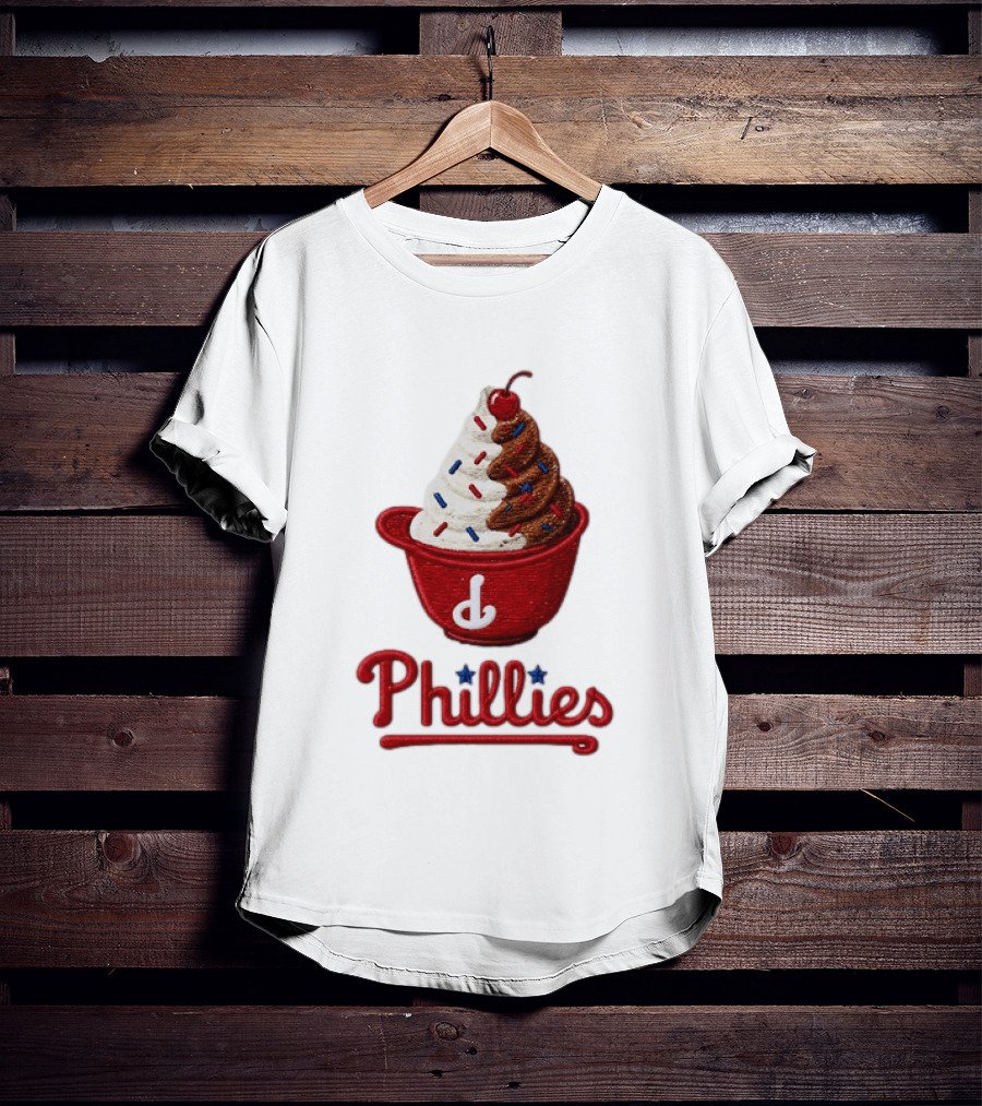 Philadelphia Phillies Ice Cream Sundae Embroidery Phillies T-Shirt