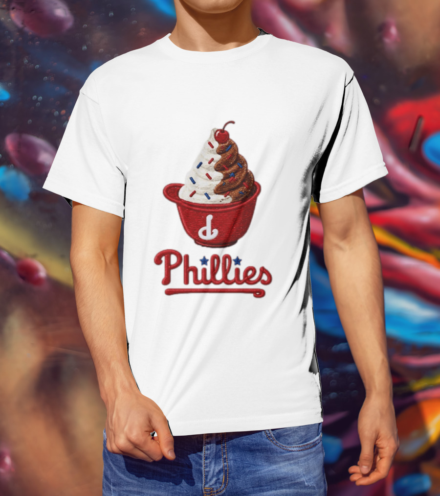 Philadelphia Phillies Ice Cream Sundae Embroidery Phillies T-Shirt