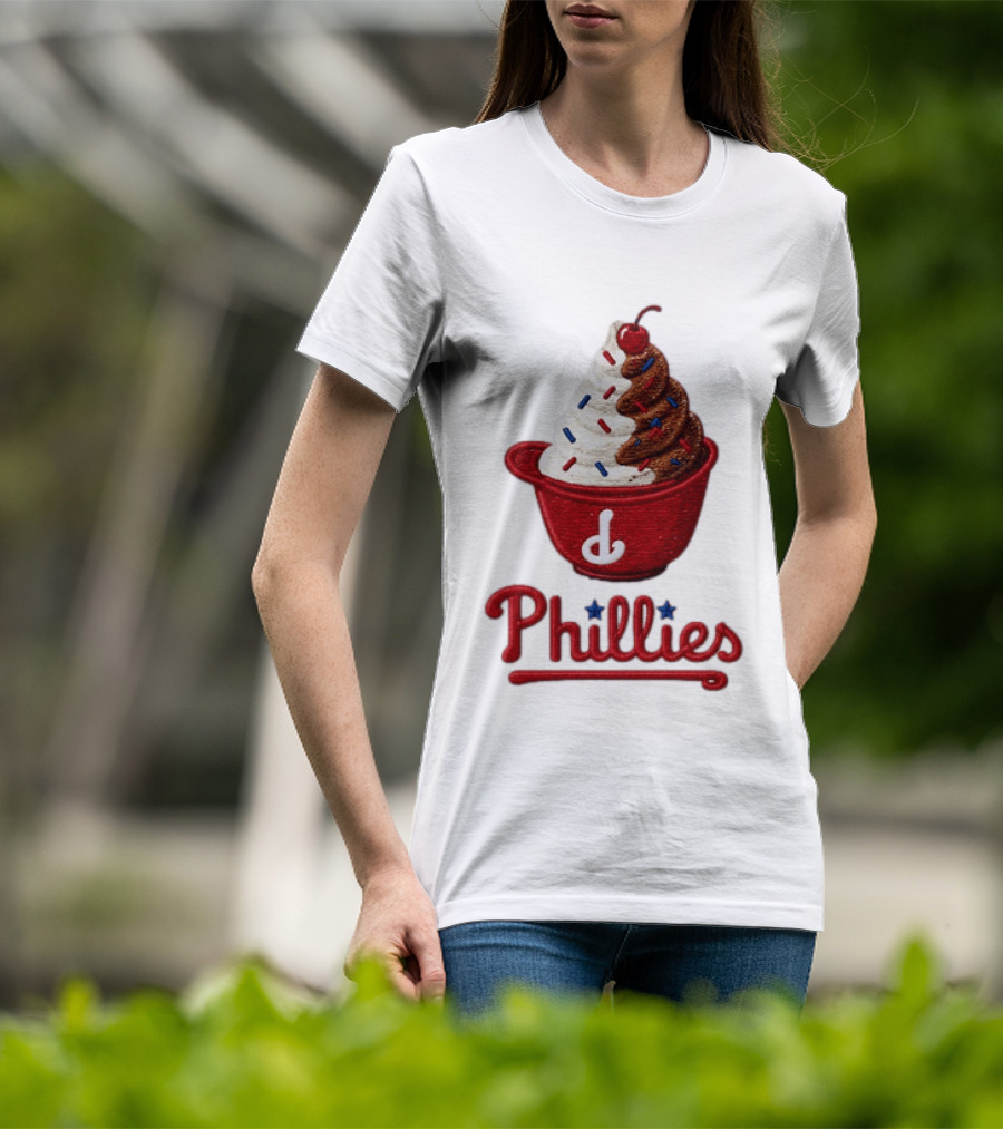 Philadelphia Phillies Ice Cream Sundae Embroidery Phillies T-Shirt