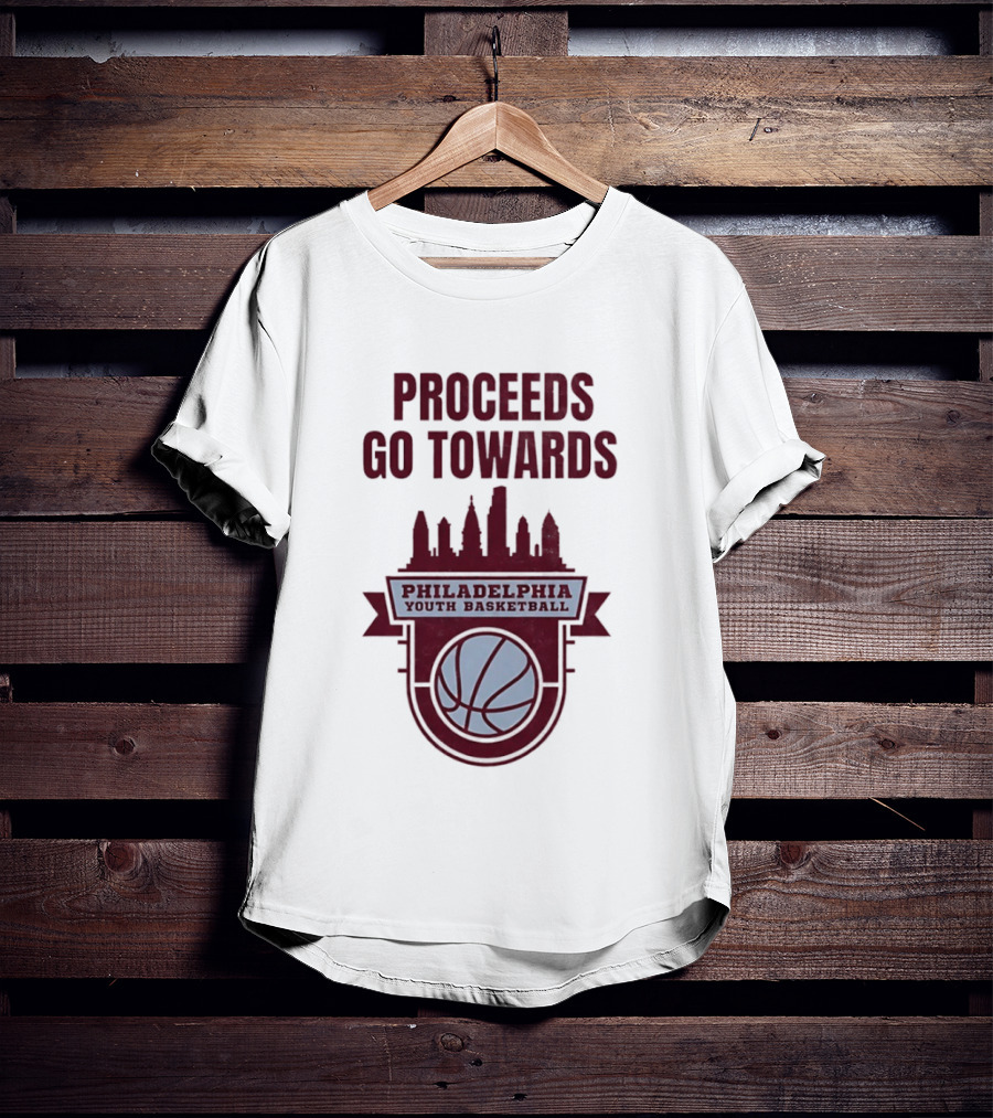 Philadelphia Youth Basketball Supporting Skyline And Ball T-Shirt