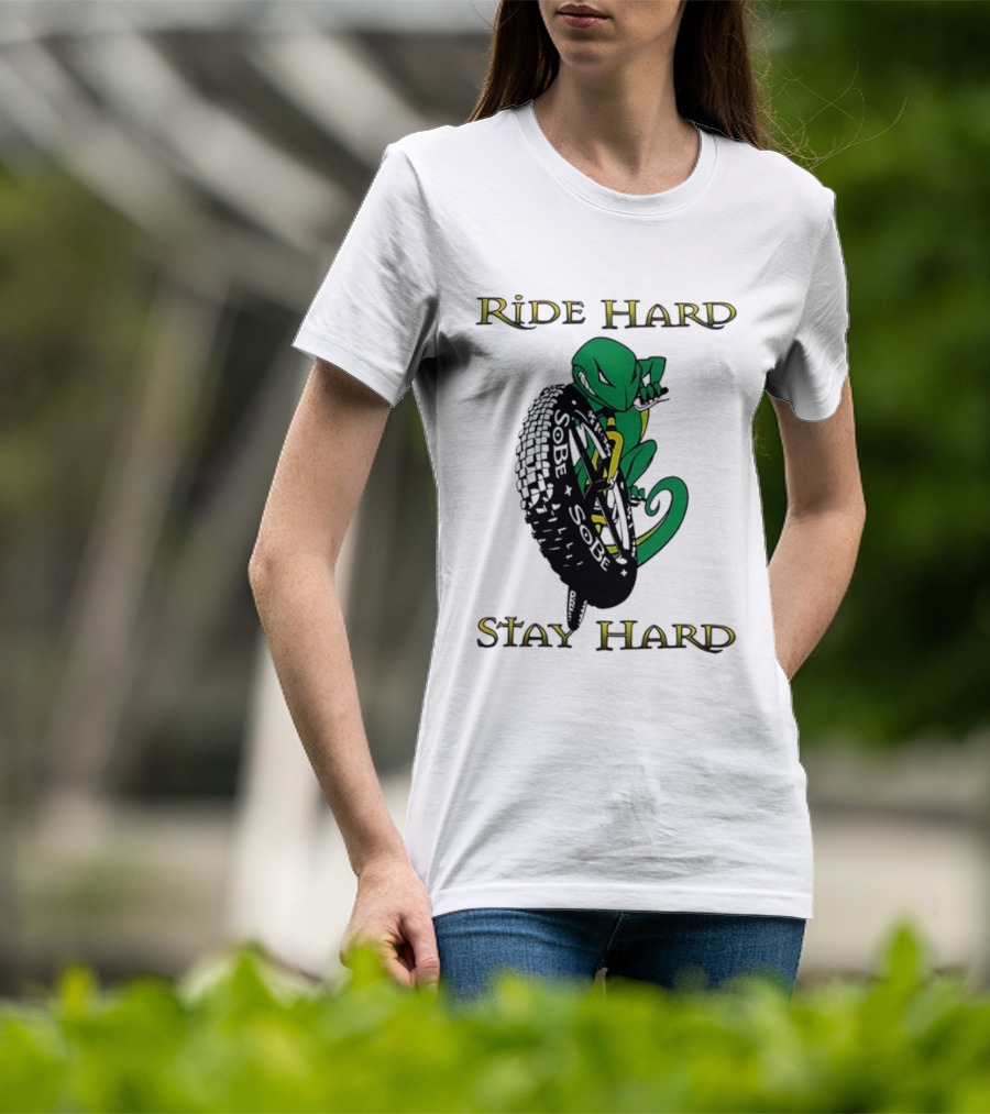 Sobe Chameleon Ride Hard Stay Hard Mountain Biking Tire Concept T-Shirt