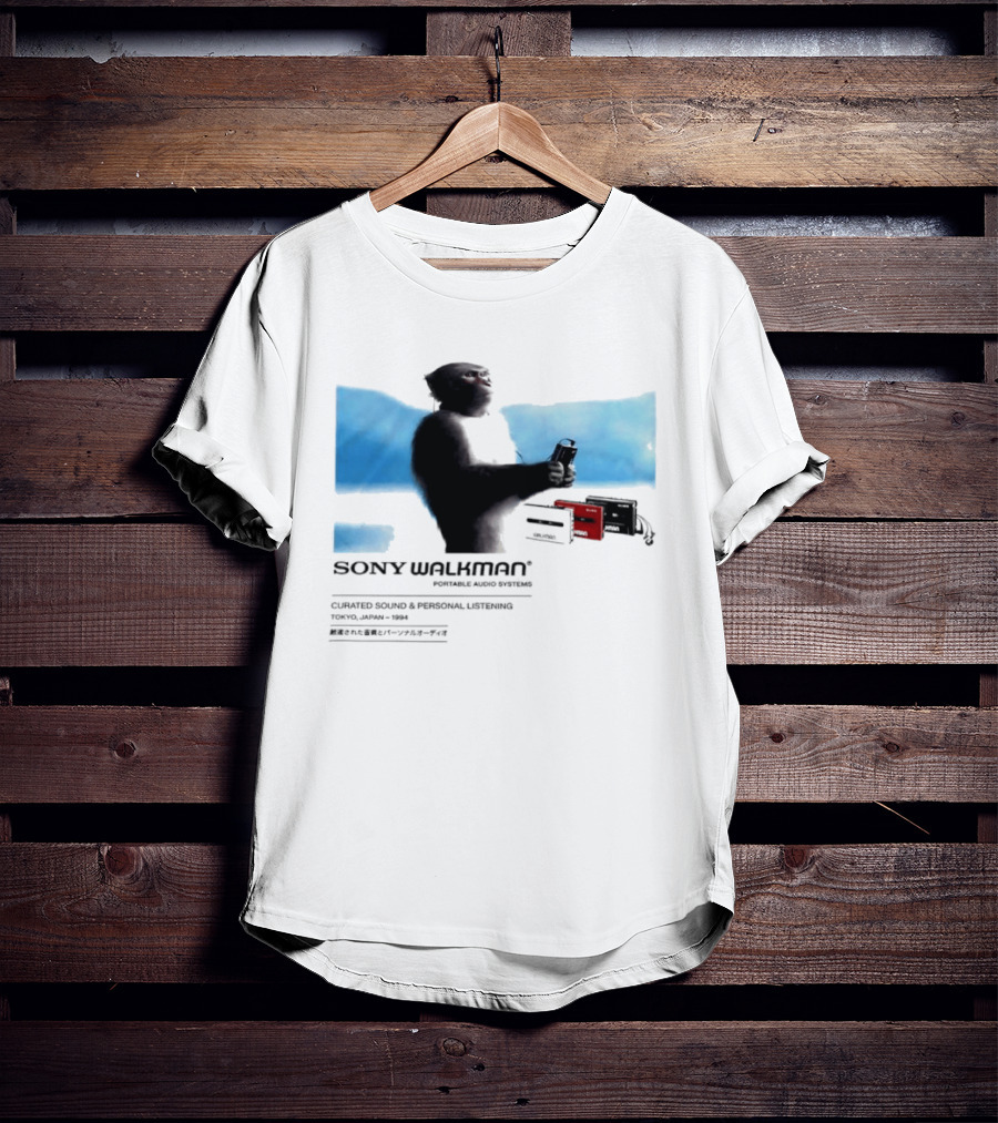 Sony Walkman Chimpanzee Tokyo Japan 1994 Curated Sound Personal Listening T-Shirt