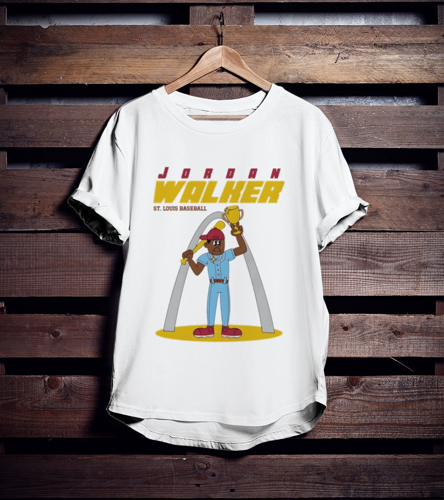 Jordan Walker St. Louis Cardinals MLB Cartoon Character With Trophy And Bat T-Shirt