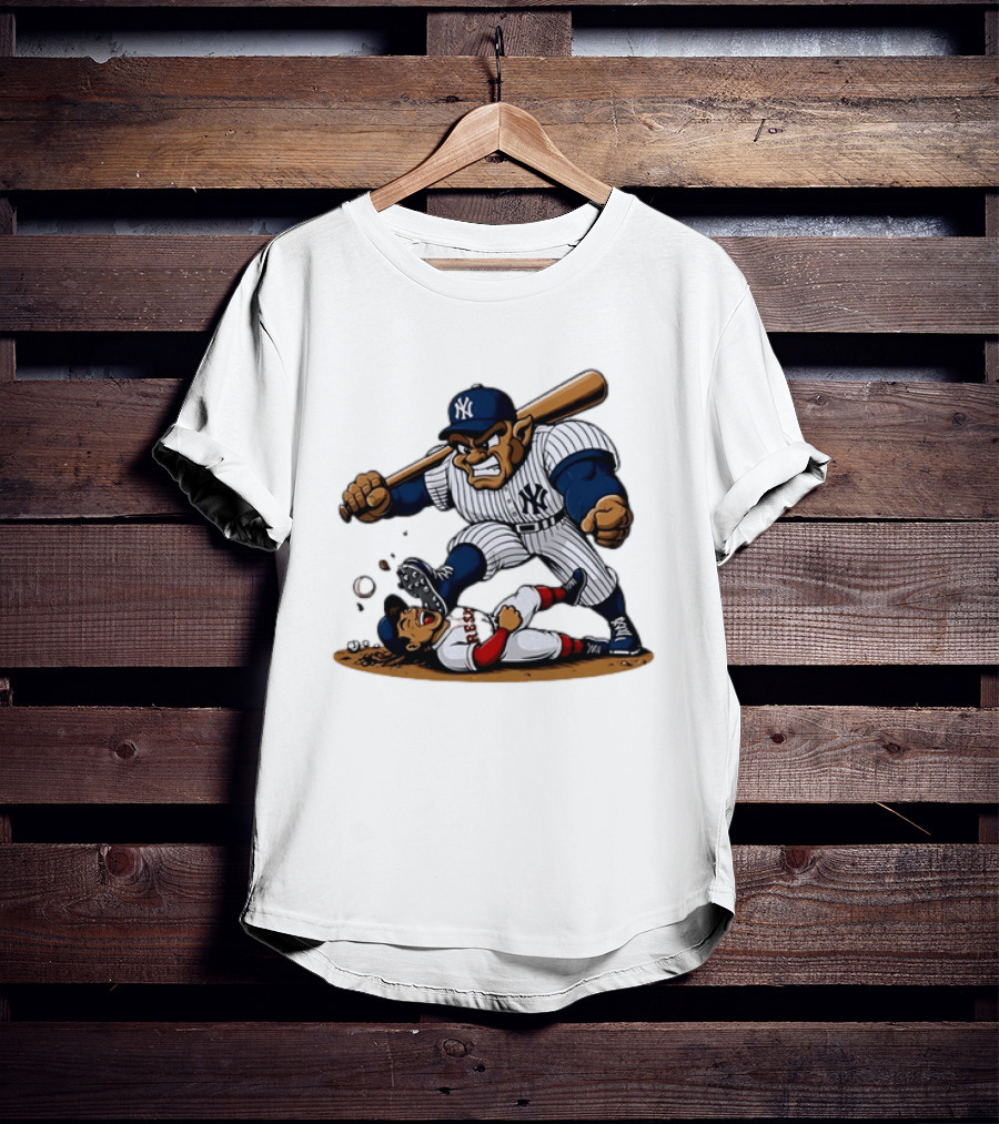 Yankees Vs Red Sox Cartoon Rivalry Yankees Player Dominance Over Red Sox Player T-Shirt