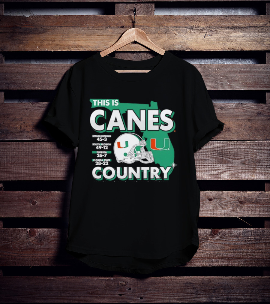 This Is Canes Country Miami Hurricanes Florida Map University Of Miami Football Helmet T-Shirt