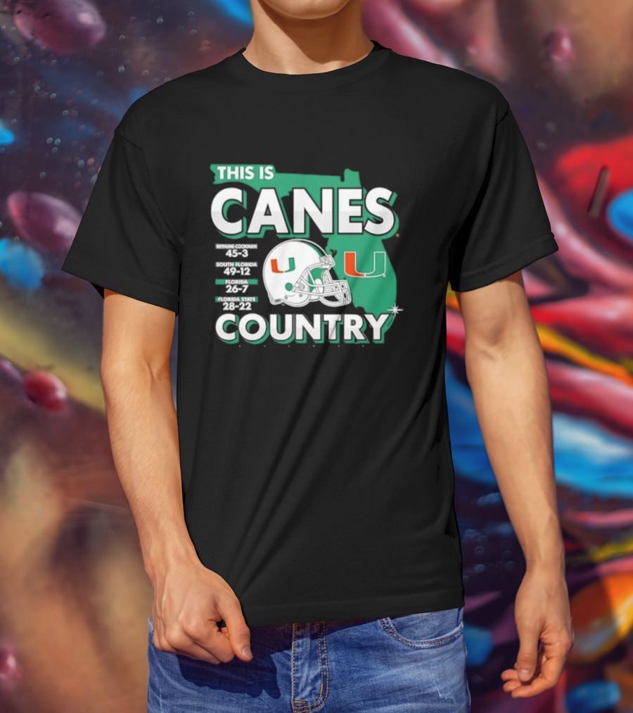 This Is Canes Country Miami Hurricanes Florida Map University Of Miami Football Helmet T-Shirt