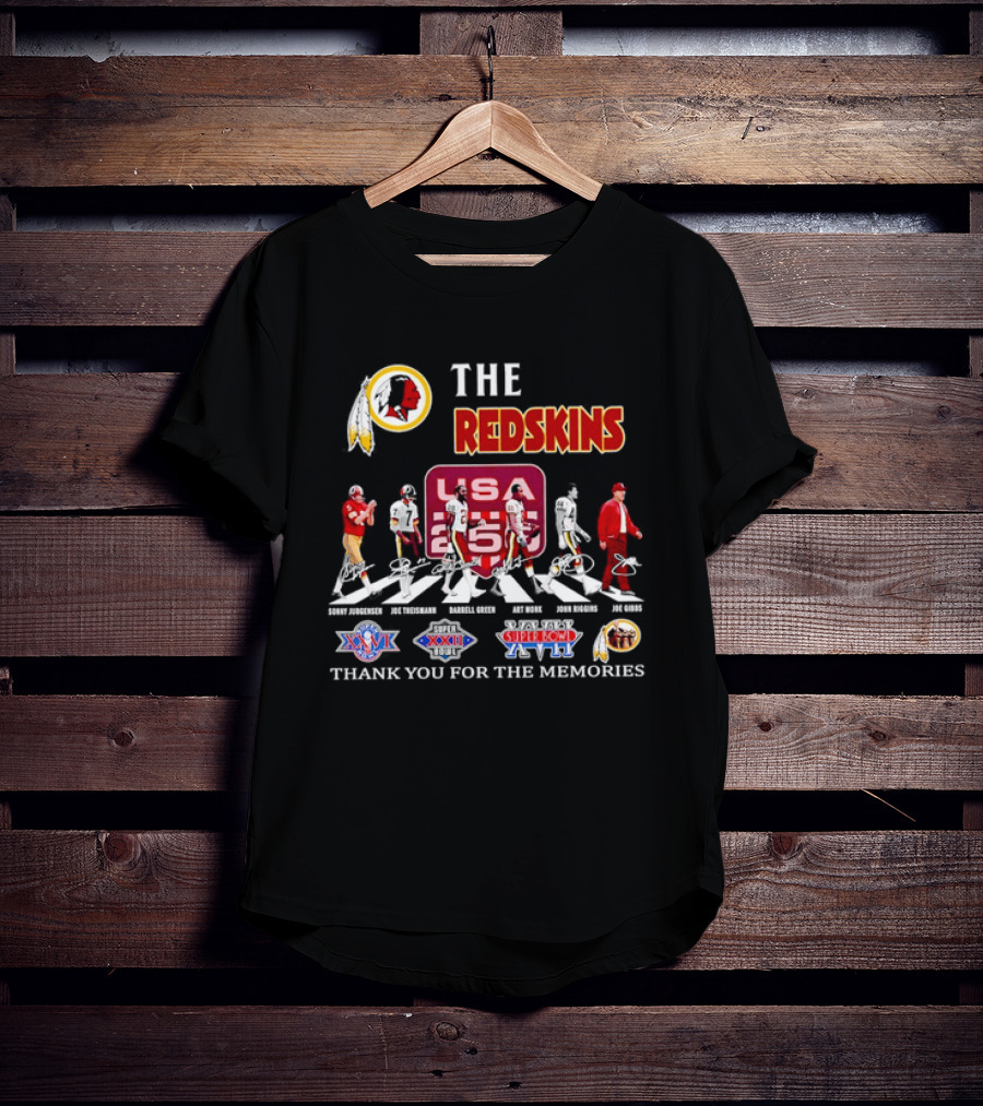The Washington Redskins Legends Theismann Gibbs Jurgensen Green Monk Riggins Thank You For The Memories USA Redskins Super Bowl XVII XXII XXVI T-Shirt