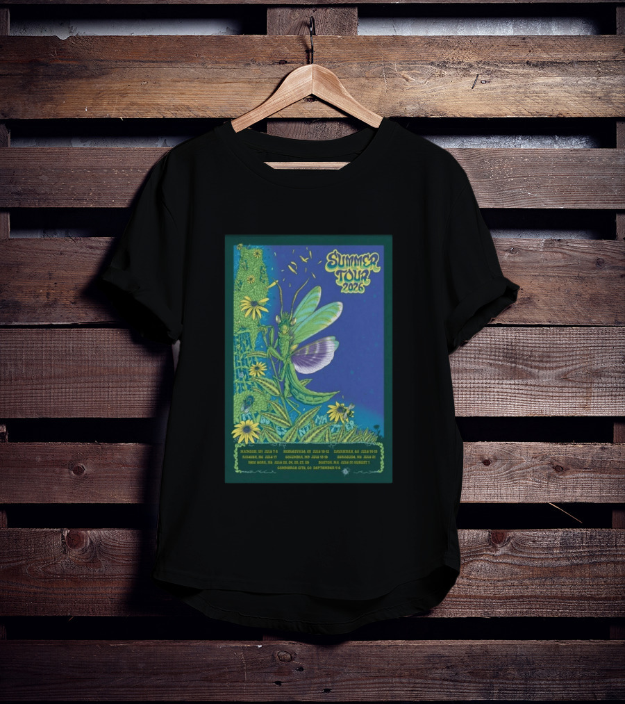 Phish Summer Tour 2026 Madison To Commerce City Dates Floral Grasshopper T-Shirt