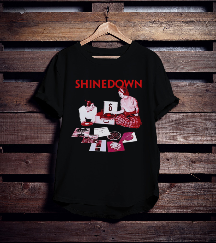 Shinedown Vinyl Record Collage Retro Music Band T-Shirt