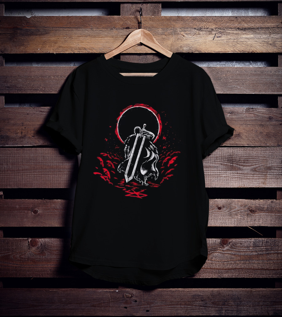 Crimson Sun Rises Dragon Slayer Warrior Shield Eclipse T-Shirt
