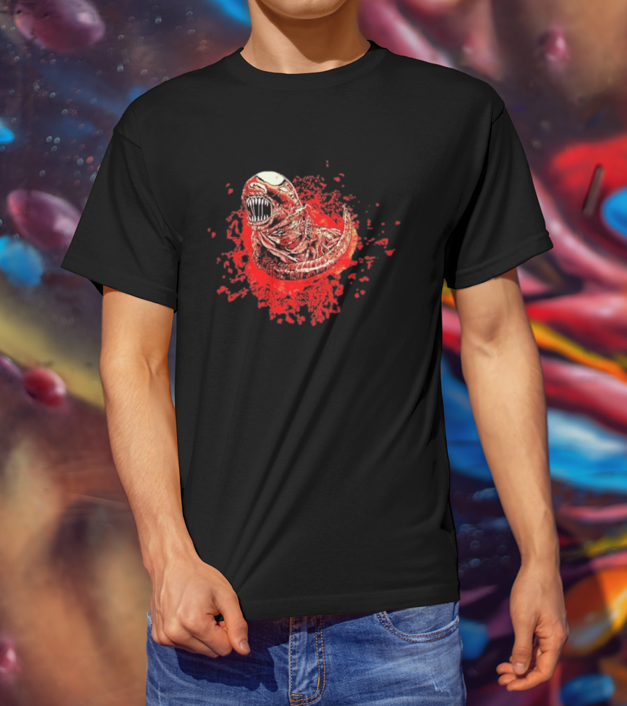 Aliens Chestburster Sci Fi Horror Blood Splatter Creature T-Shirt