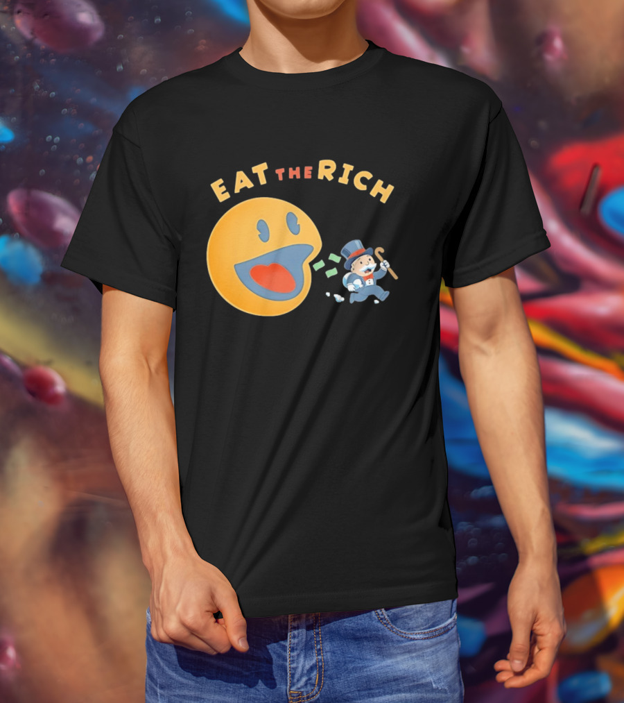 Eat The Rich Monopoly Man Pac Man Capitalism T-Shirt