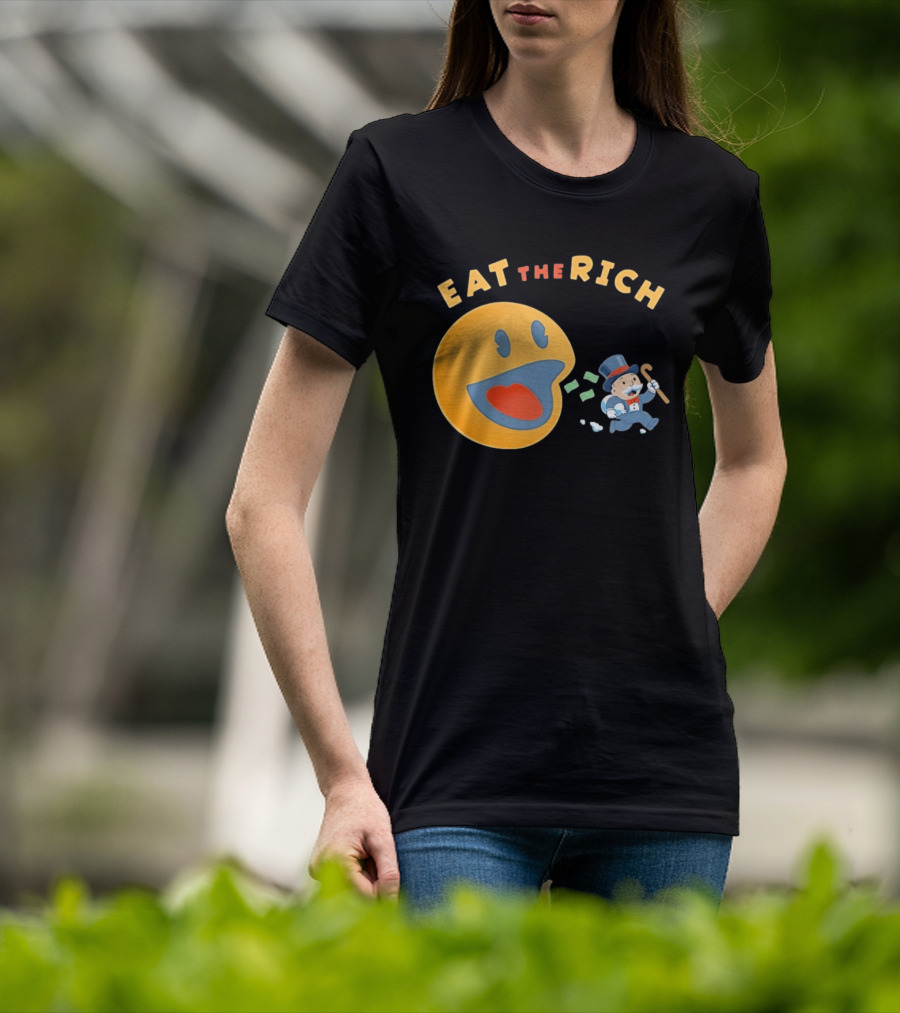 Eat The Rich Monopoly Man Pac Man Capitalism T-Shirt