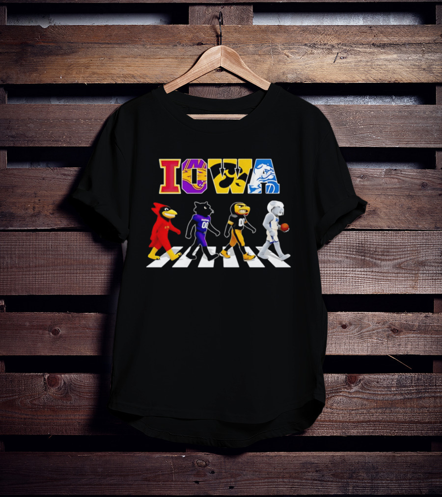 Iowa Mascots Abbey Road Walk Cardinals Panthers Bulldogs T-Shirt