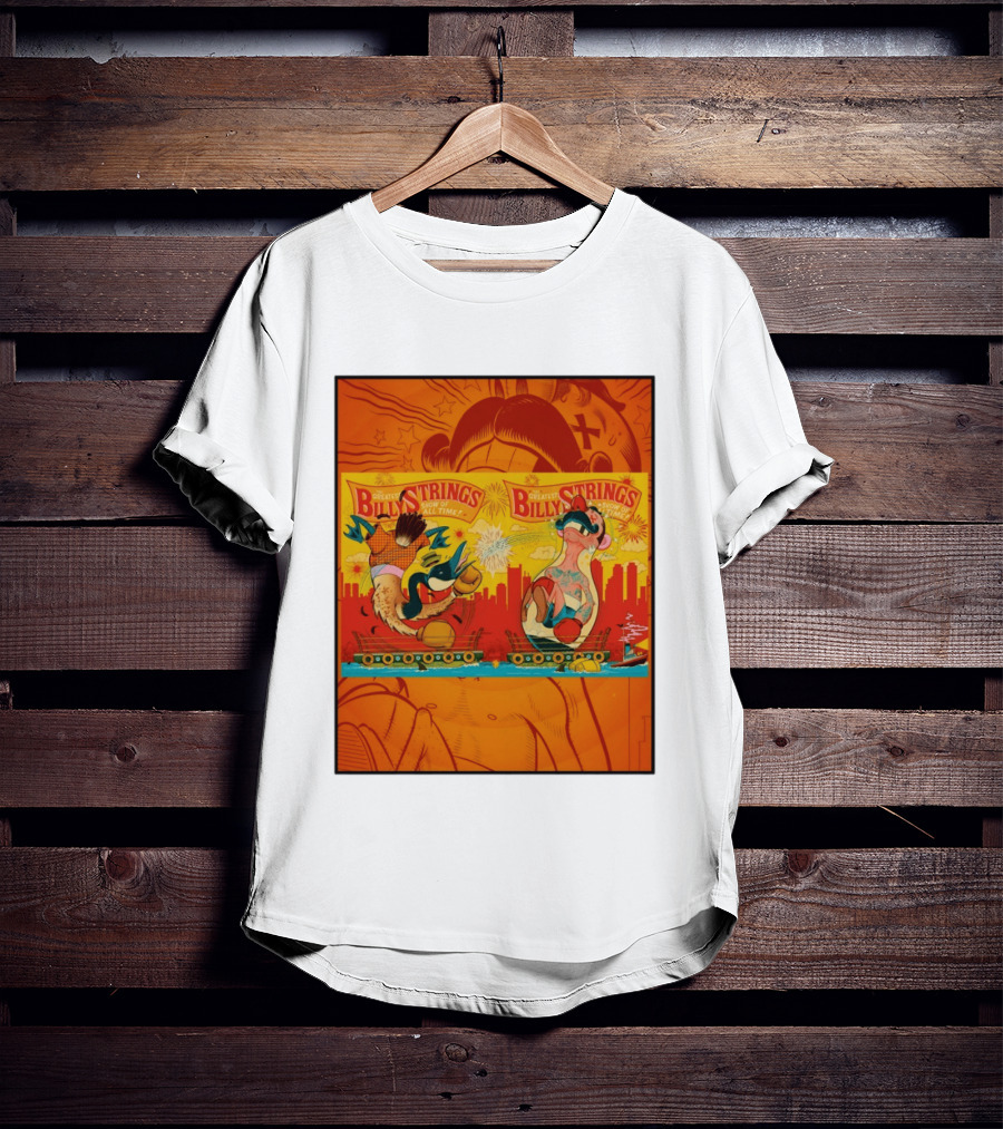 Billy Strings Greatest Show Of All Time Boxing Panels Playful Cartoon T-Shirt