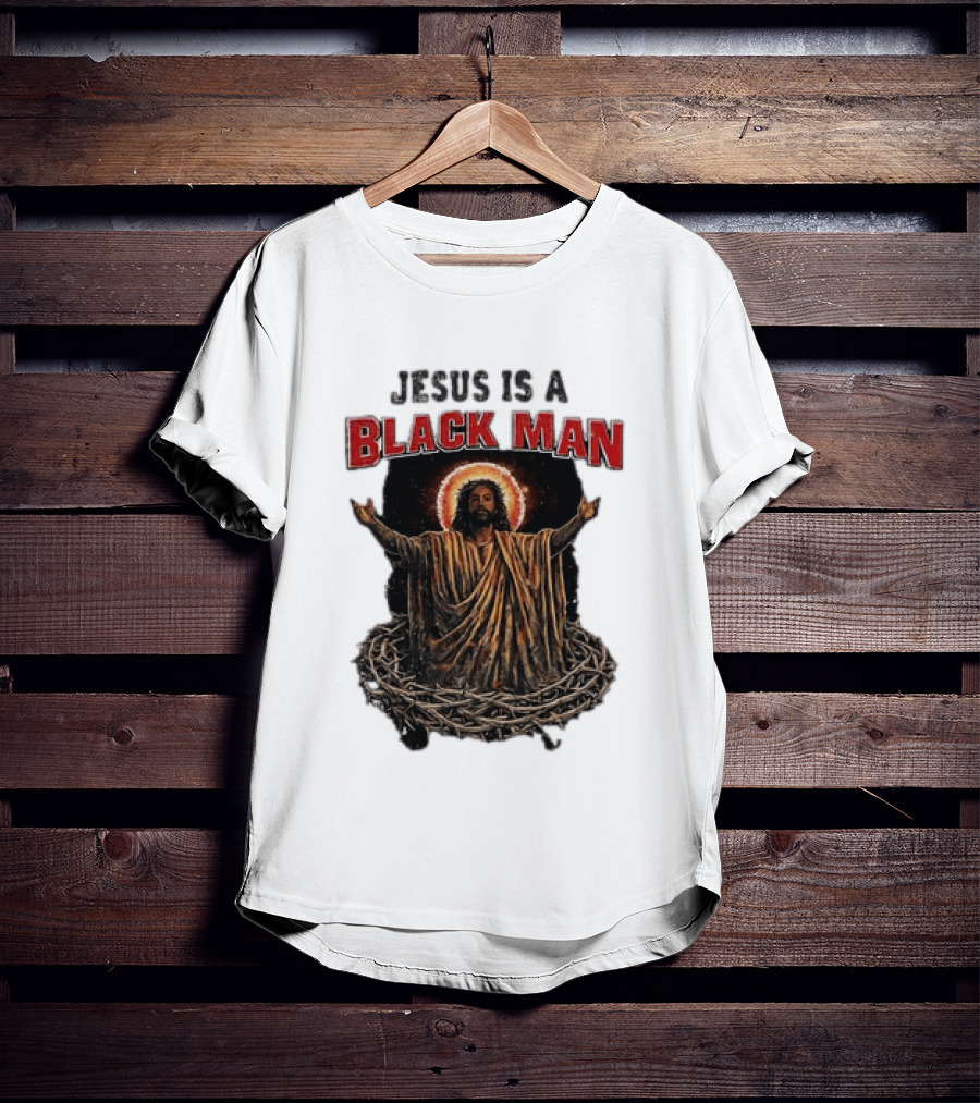 Jesus Is A Black Man With Thorns And Radiant Halo T-Shirt