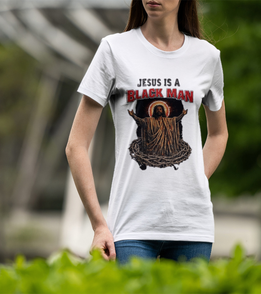 Jesus Is A Black Man With Thorns And Radiant Halo T-Shirt