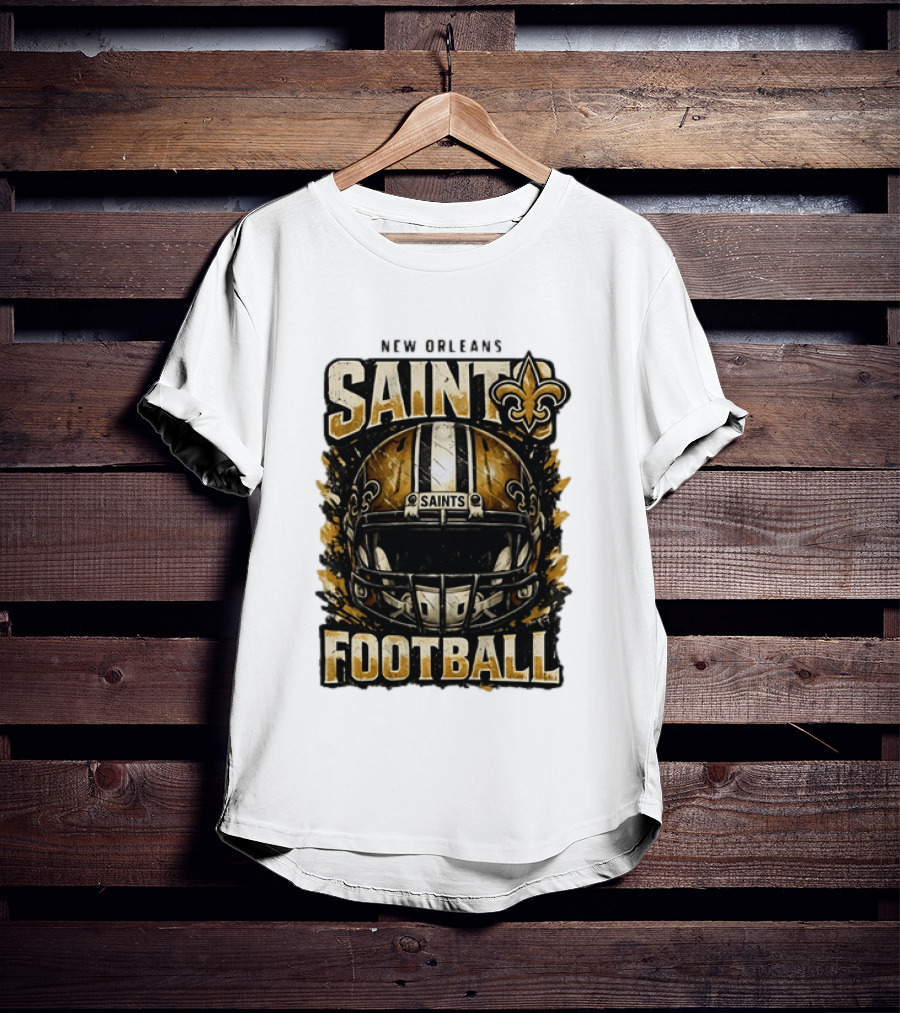 New Orleans Saints Football Helmet Distressed Fleur De Lis T-Shirt