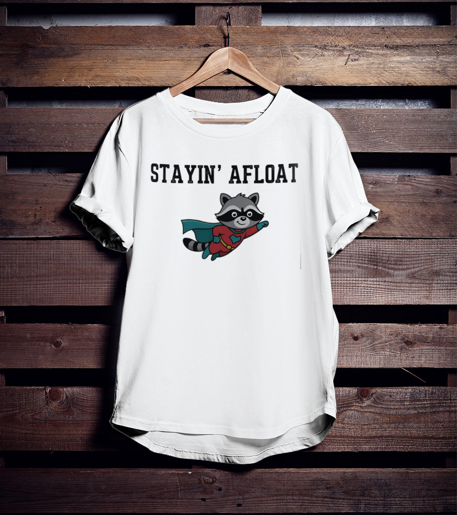 Stayin' Afloat Superhero Raccoon Flying Heroic Animal T-Shirt