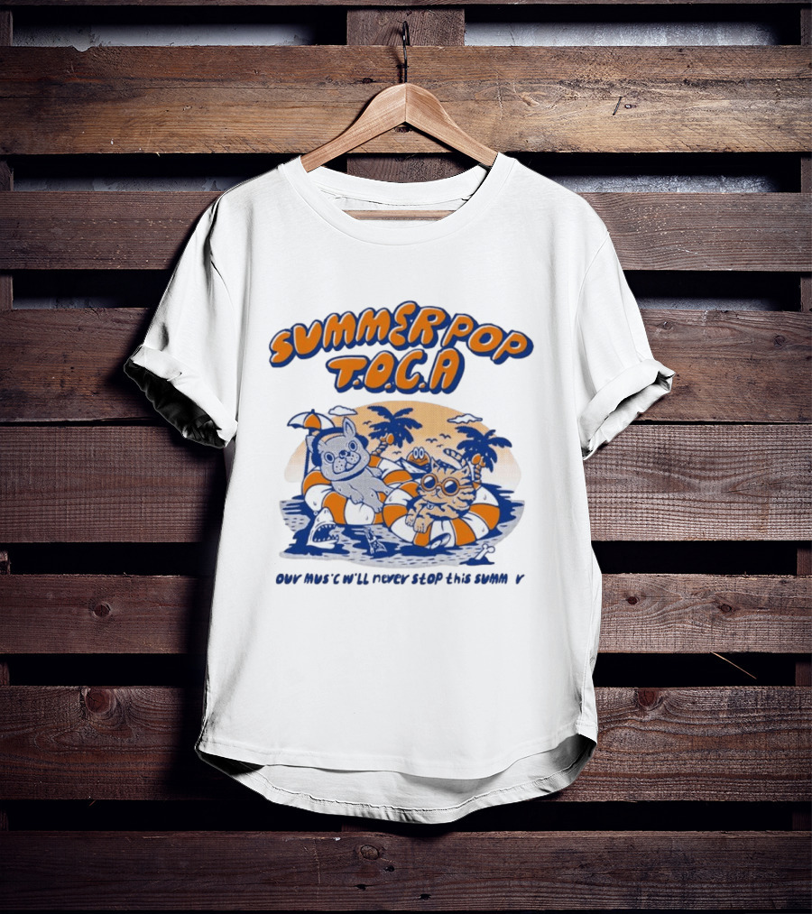 Summer Pop TOCA French Bulldog And Cat Endless Summer Music Vibes T-Shirt