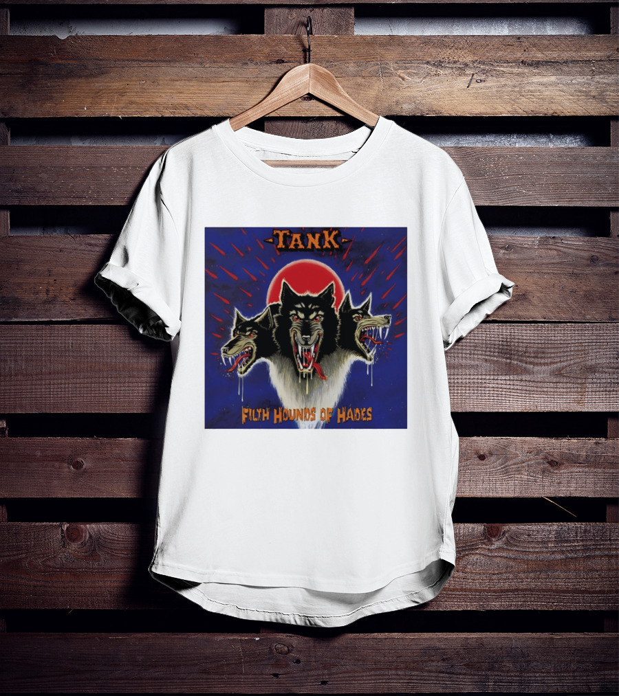Tank Filth Hounds Of Hades Album Cover Heavy Metal Three Headed Dog Red Moon T-Shirt