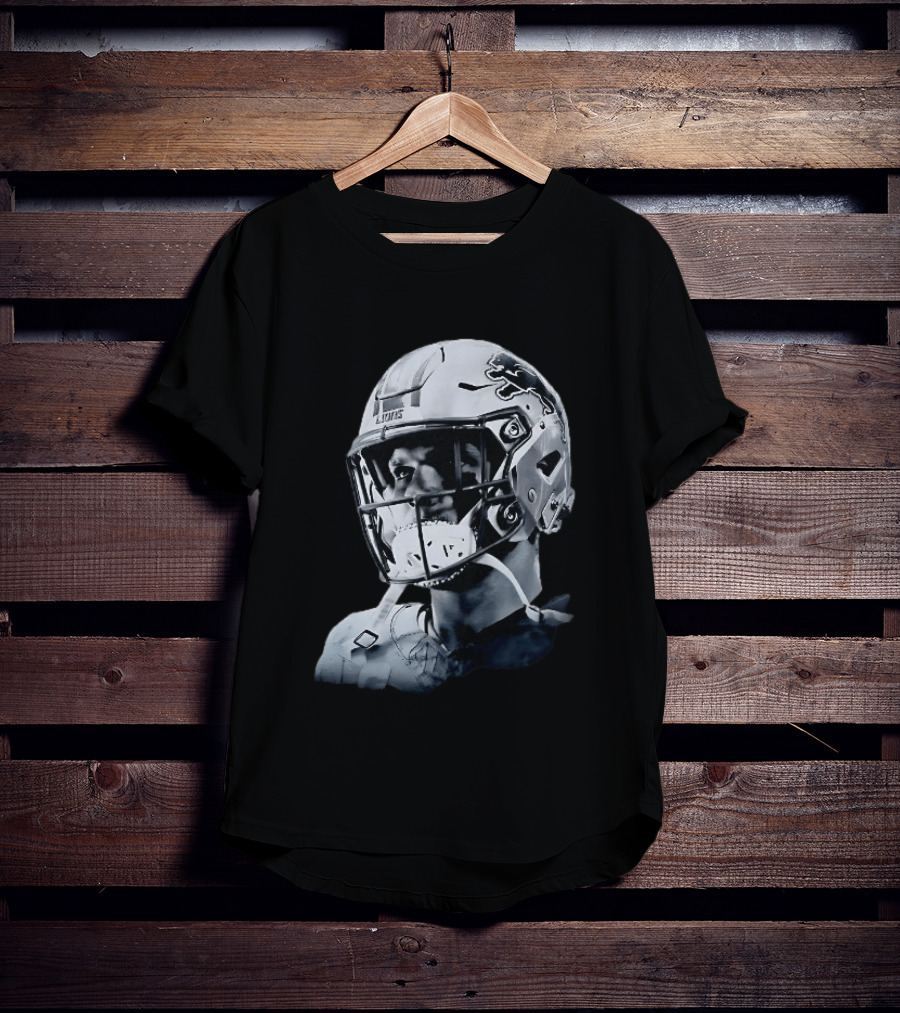 Detroit Lions Aidan Hutchinson Charcoal House Helmet Artistry T-Shirt