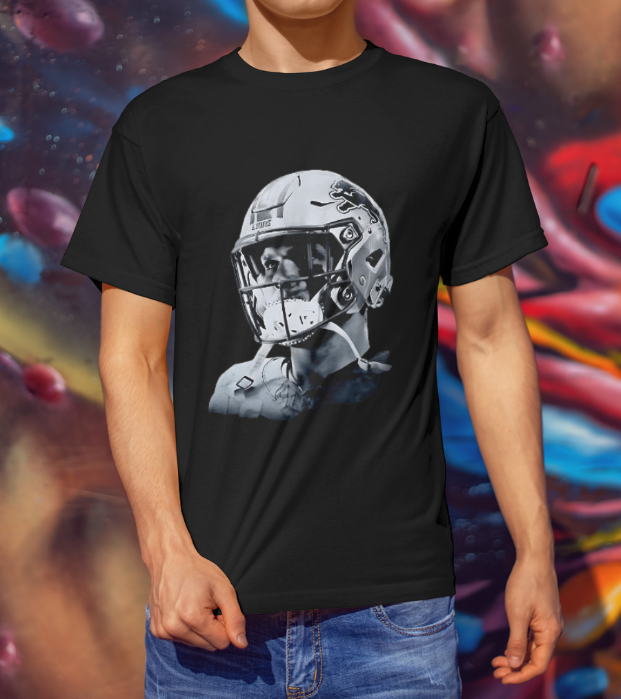 Detroit Lions Aidan Hutchinson Charcoal House Helmet Artistry T-Shirt