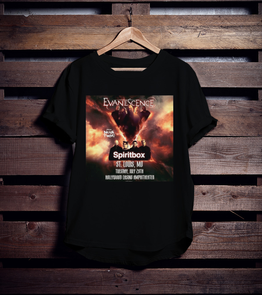 Evanescence Nova Twins Spiritbox Concert St. Louis MO July 28 Hollywood Casino Amphitheater T-Shirt