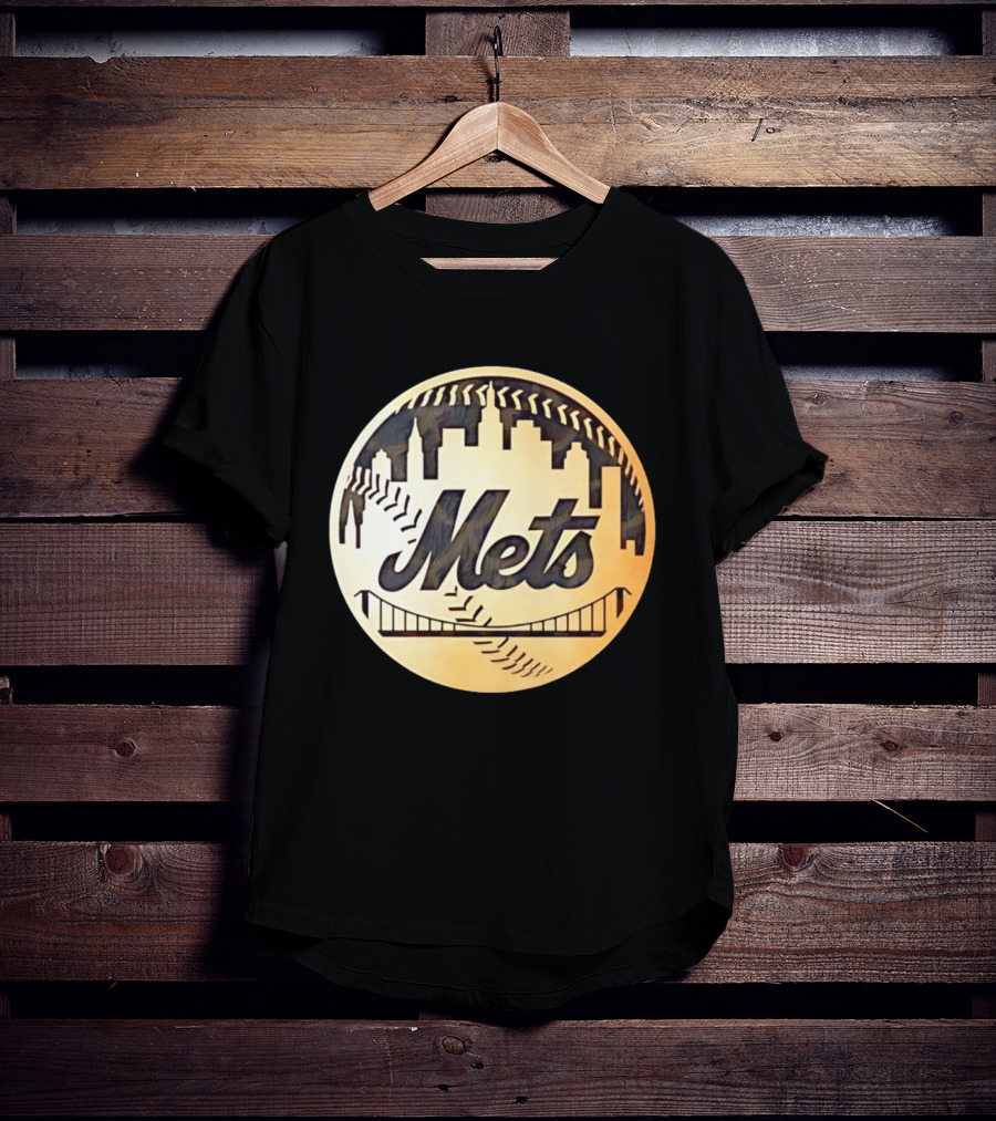 New York Mets Baseball Skyline Bridge MLB T-Shirt