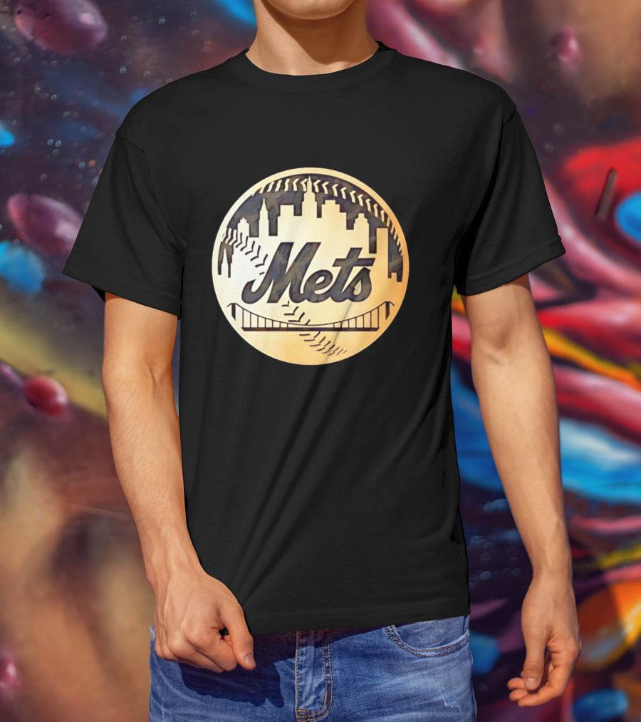 New York Mets Baseball Skyline Bridge MLB T-Shirt
