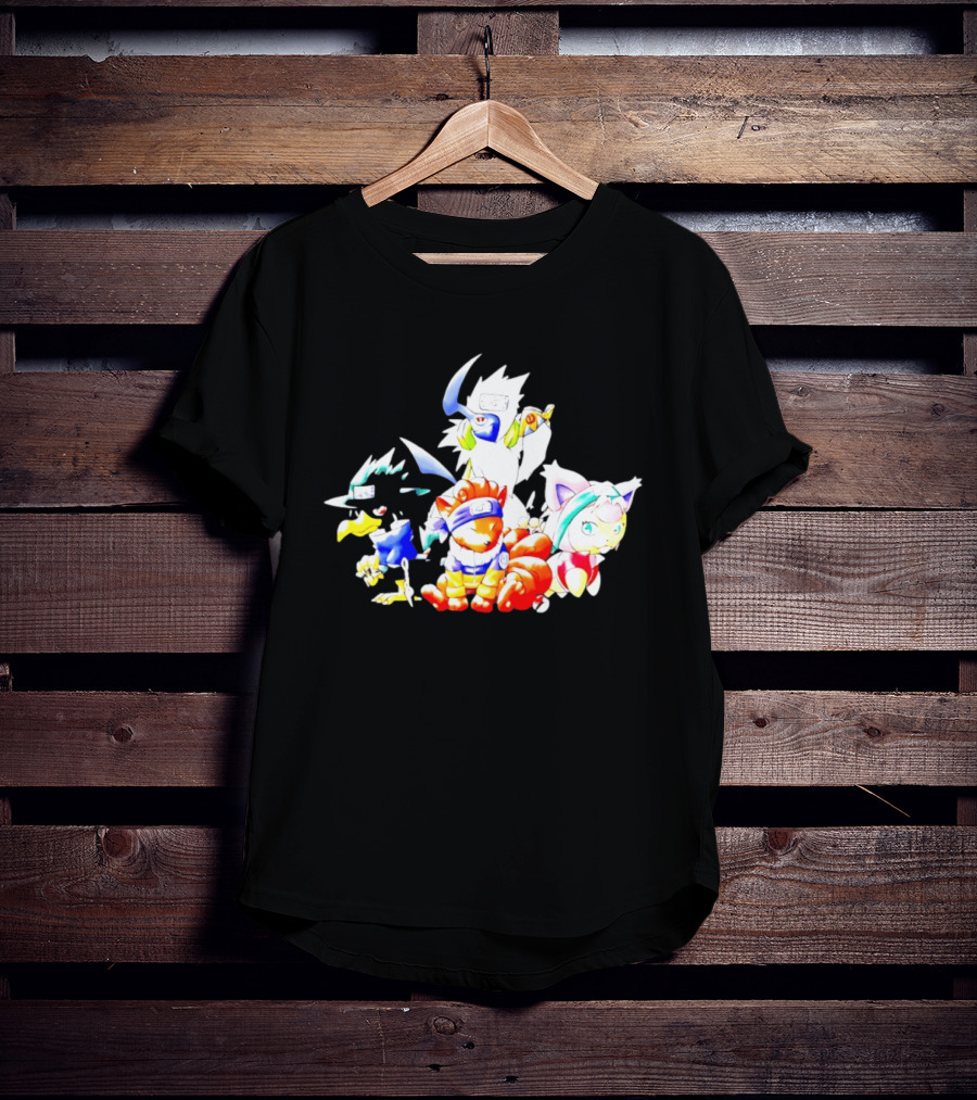 Chibi Pokemon Naruto Crossover With Animal Characters T-Shirt