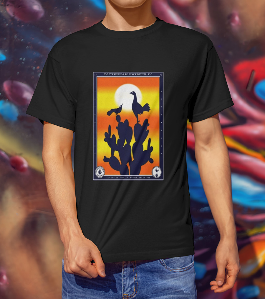 Tottenham Hotspur F.C. Austin Texas August 22 2026 Cactus Silhouette Sunset T-Shirt
