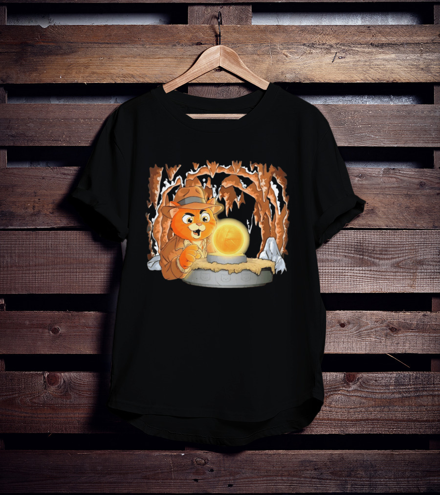 Raiders Of The Lost Yarn Cat Indiana Jones Golden Ball Relic Adventure T-Shirt