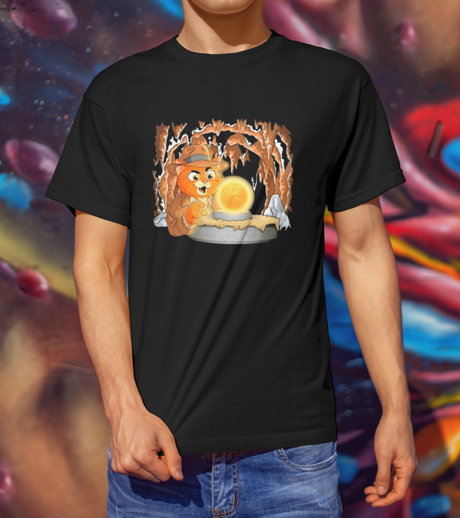 Raiders Of The Lost Yarn Cat Indiana Jones Golden Ball Relic Adventure T-Shirt