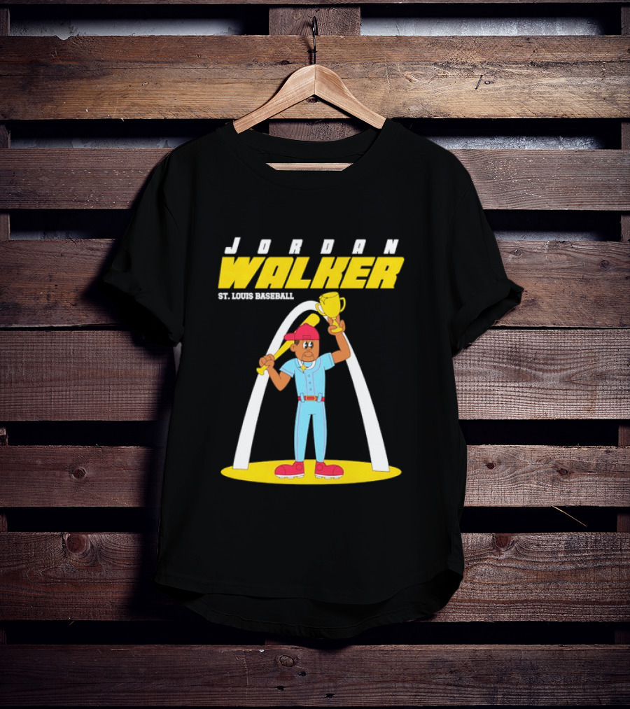 Jordan Walker St. Louis Baseball Cartoon Player Trophy Arch T-Shirt