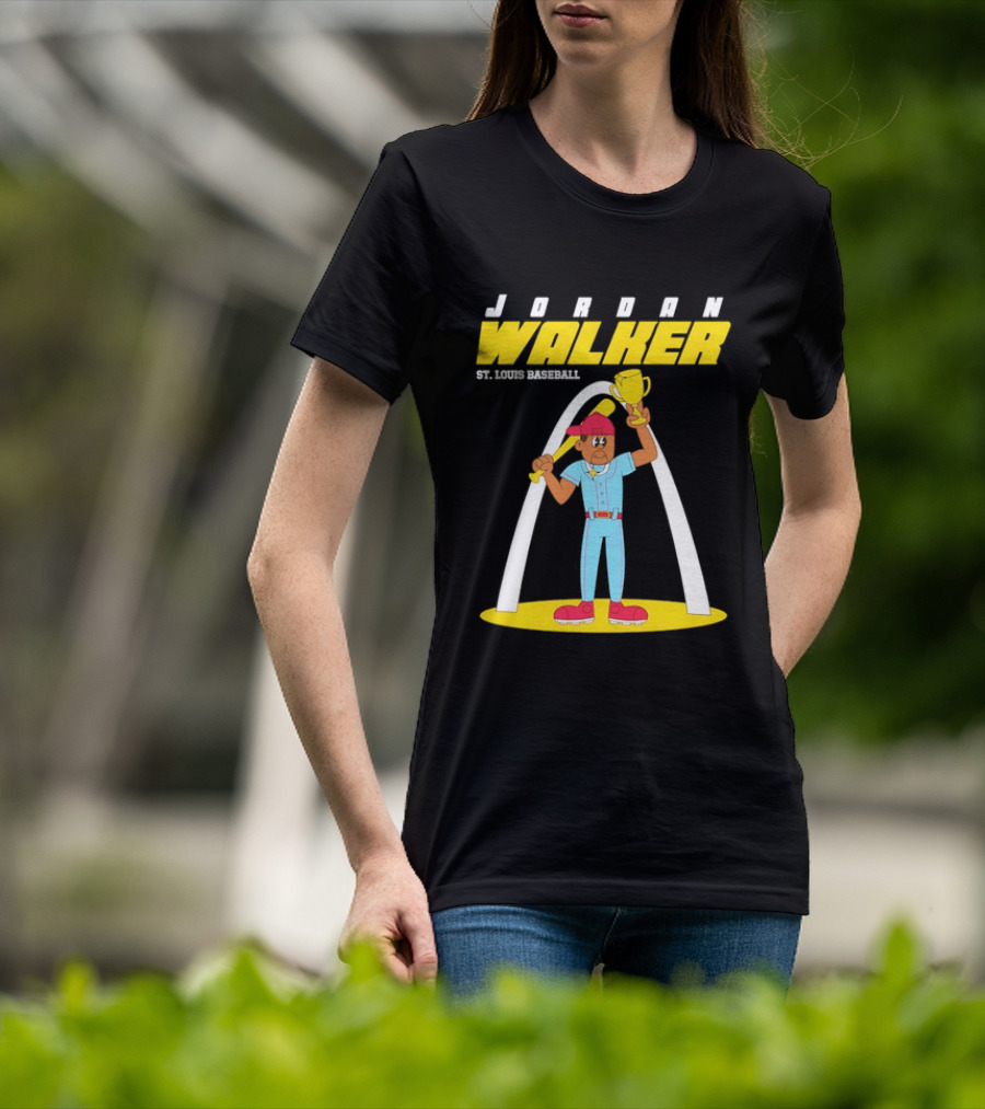 Jordan Walker St. Louis Baseball Cartoon Player Trophy Arch T-Shirt